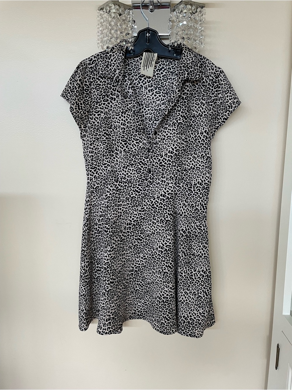 Free People Black and White Leopard Print Mini Dress